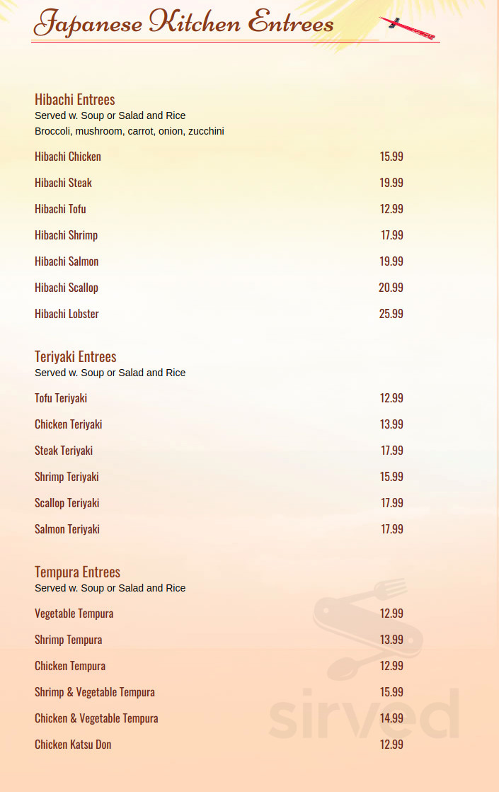 Jay Asian Bistro menu in Cherry Hill, New Jersey