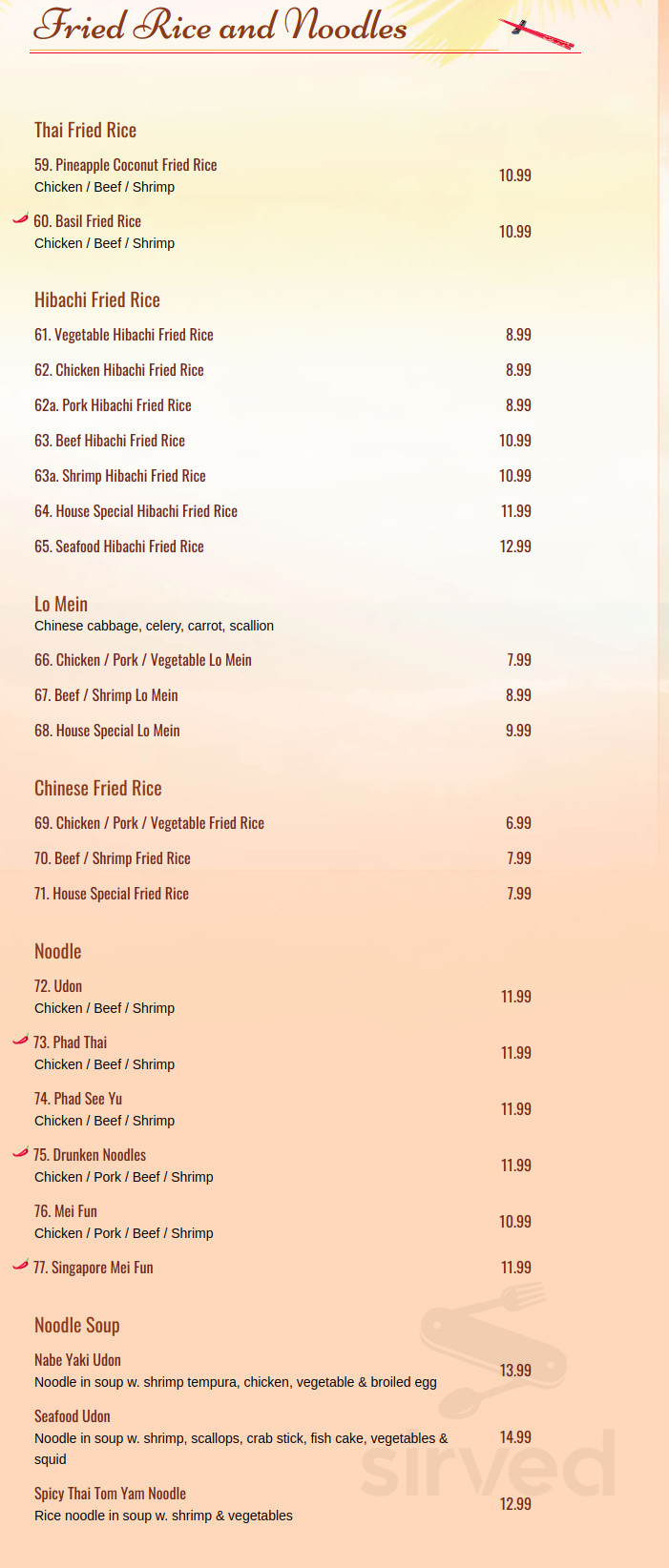 Jay Asian Bistro menu in Cherry Hill, New Jersey