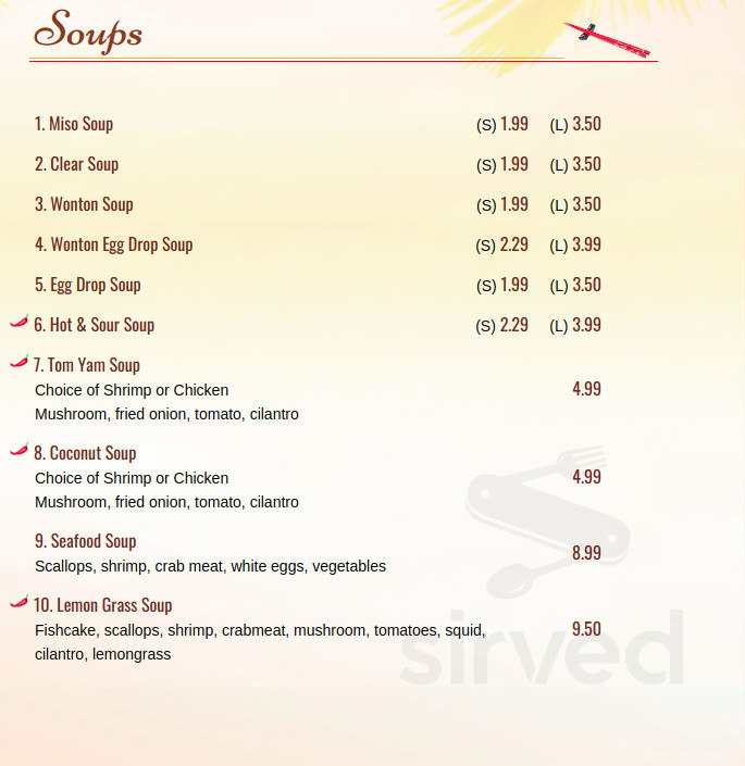 Jay Asian Bistro menu in Cherry Hill, New Jersey