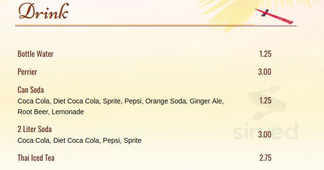 Jay Asian Bistro drink menu in Cherry Hill, New Jersey