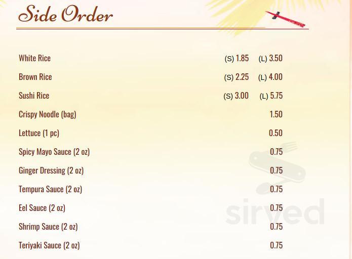 Jay Asian Bistro menu in Cherry Hill, New Jersey