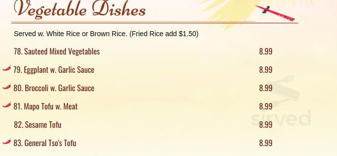 Jay Asian Bistro menu in Cherry Hill, New Jersey