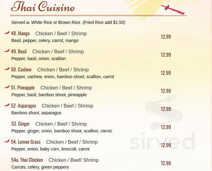 Jay Asian Bistro menu in Cherry Hill, New Jersey