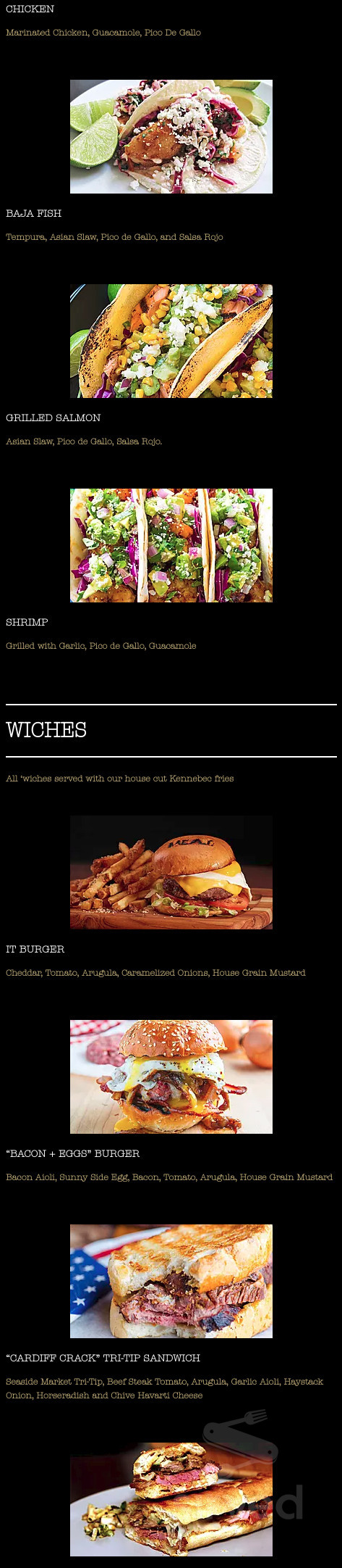 Inland Tavern menu in San Marcos, California