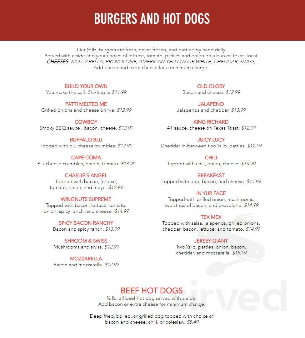 Menu - Cape Coral FL's Wingnuts | Sirved