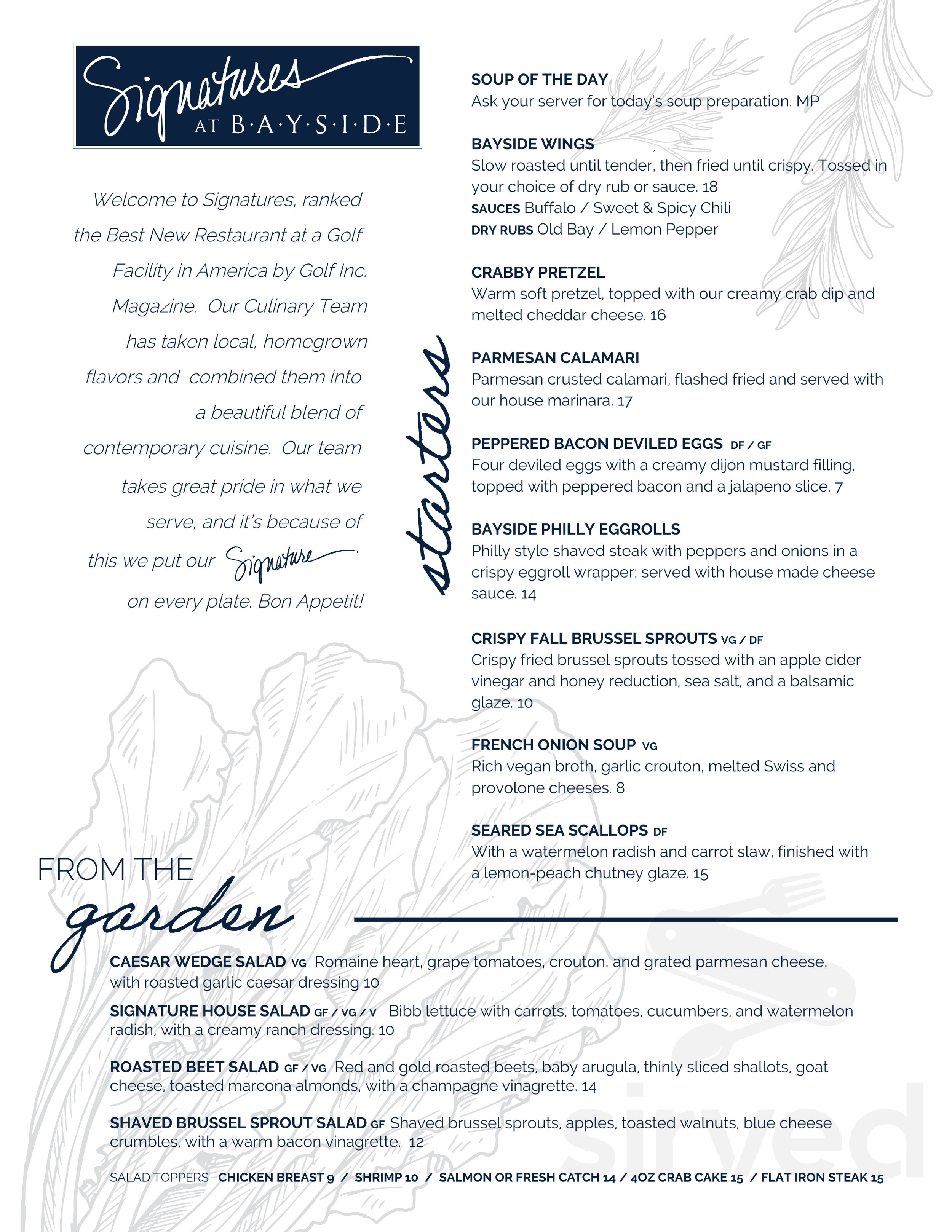 Signatures menu in Selbyville, Delaware, USA