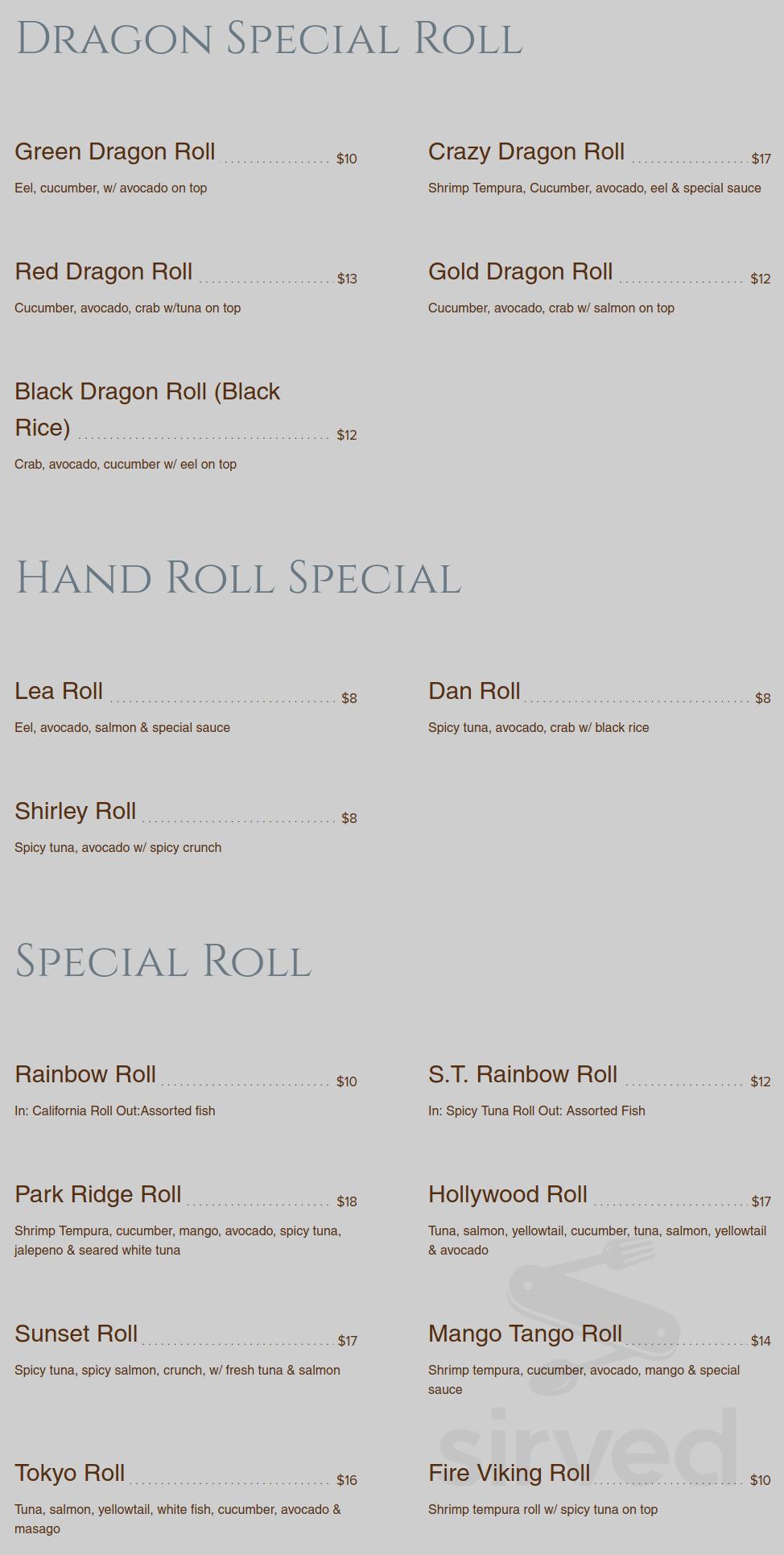 Yuki Hana menu in Park Ridge, New Jersey, USA