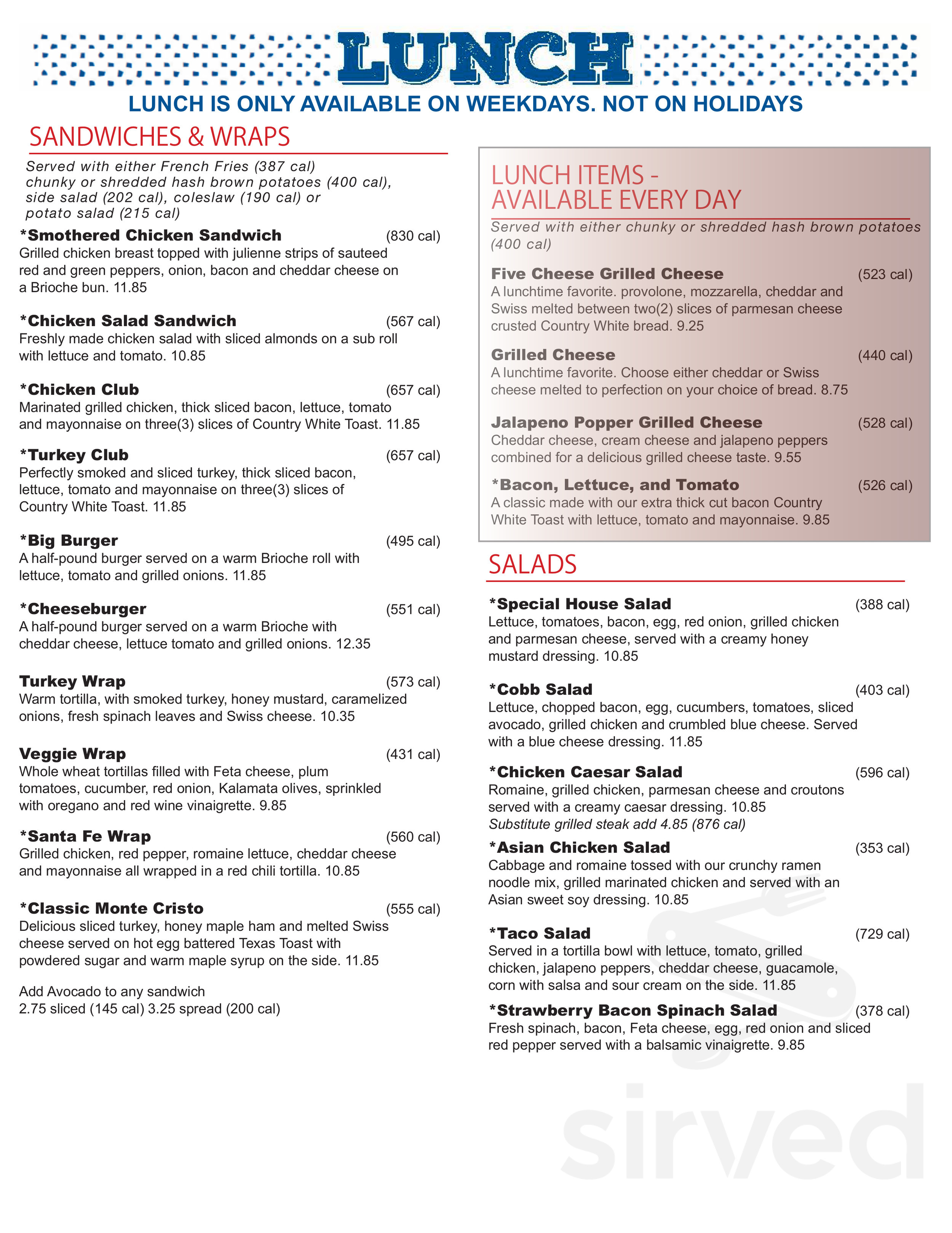 The Original Pancake House menu in Bethesda, Maryland, USA