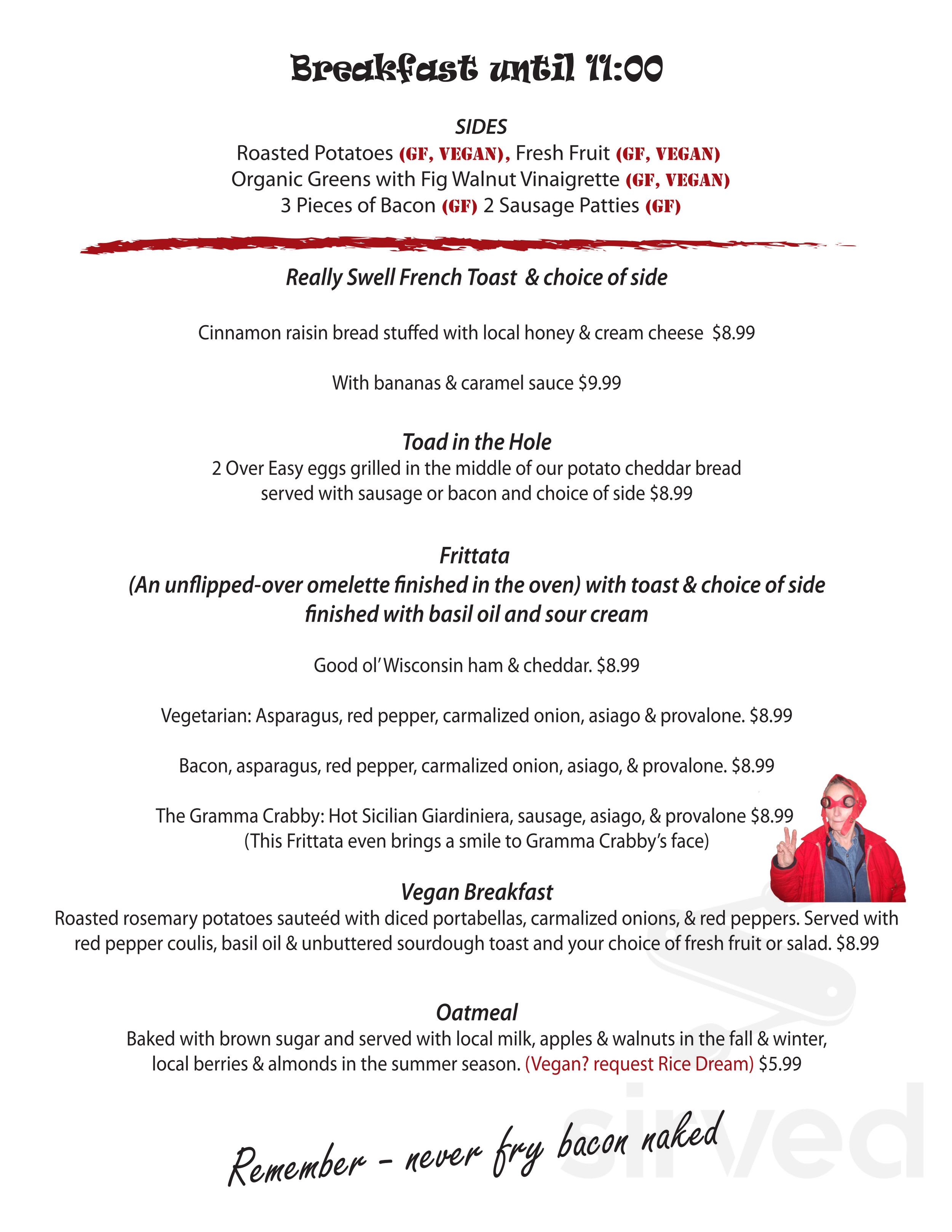 Coco - Artisan Bakery & Good Eats breakfast menu in Washburn, Wisconsin