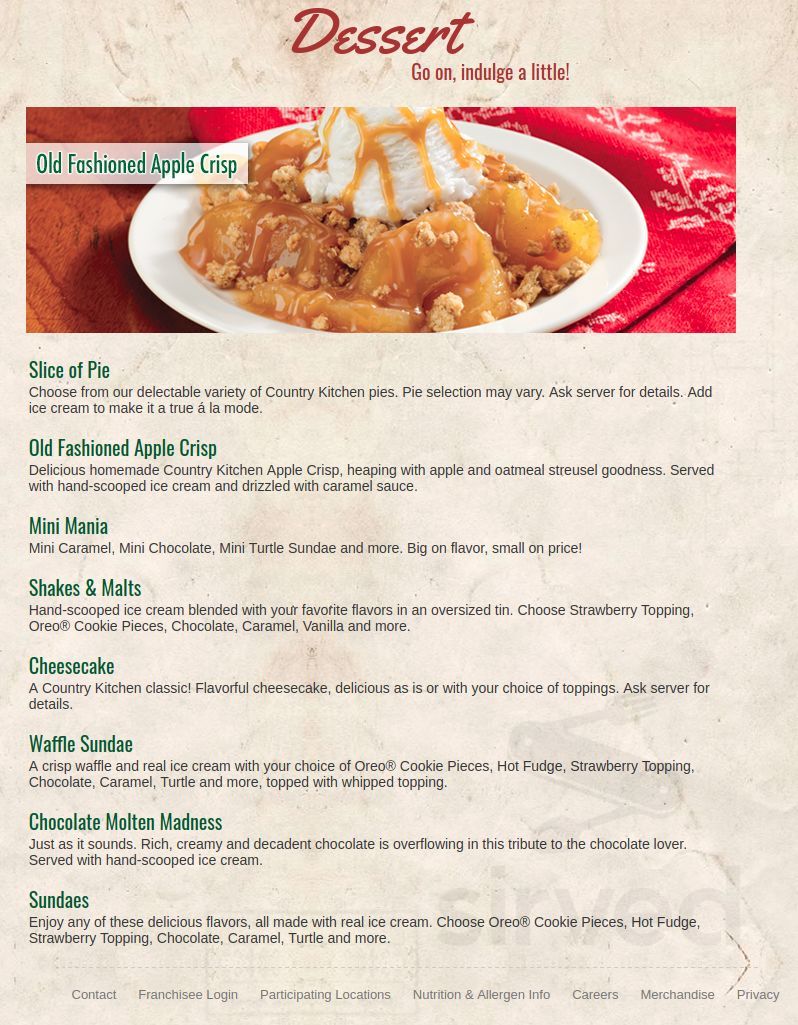 Country Kitchen Restaurant menu in Richland Center, Wisconsin, USA