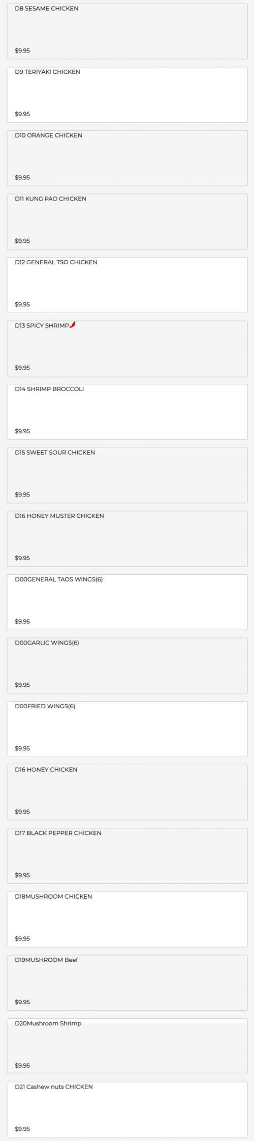 Chopsticks Brothers menu in Carrollton, USA