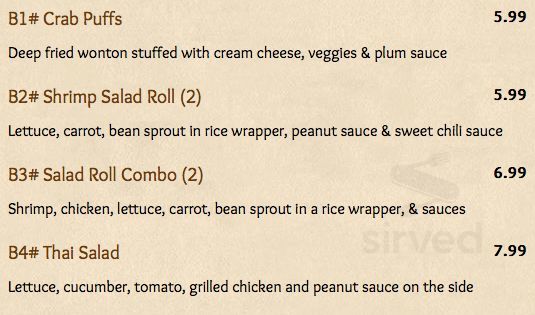 Kop Chai menu in Camas, Washington