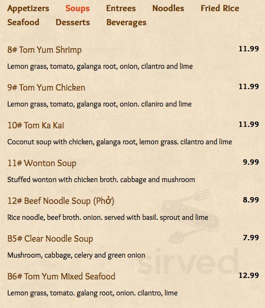 Kop Chai menu in Camas, Washington