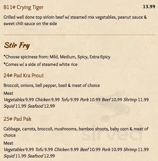Kop Chai menu in Camas, Washington