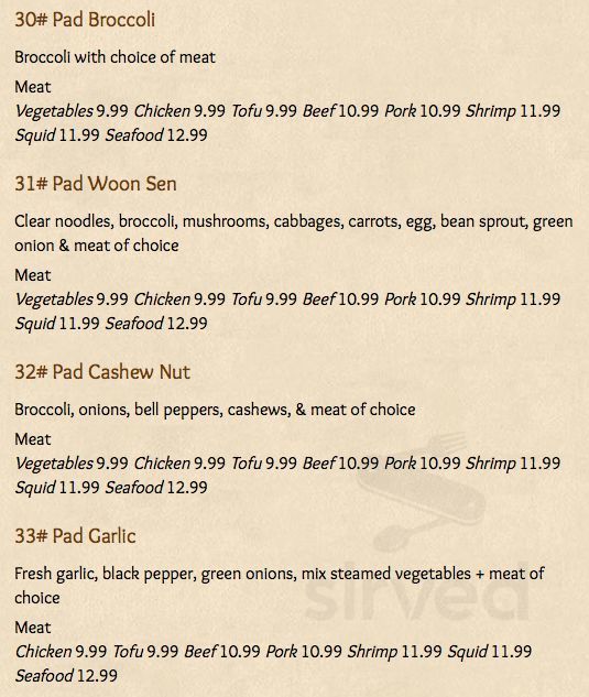 Kop Chai menu in Camas, Washington