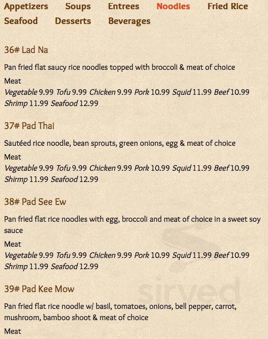 Kop Chai menu in Camas, Washington