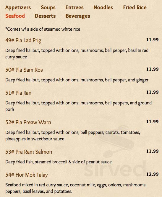 Kop Chai menu in Camas, Washington