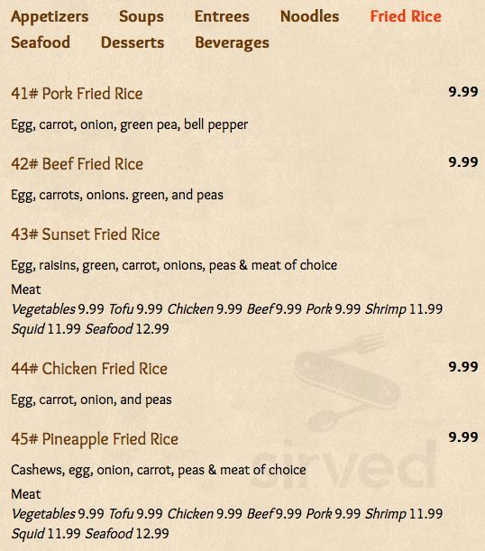 Kop Chai menu in Camas, Washington