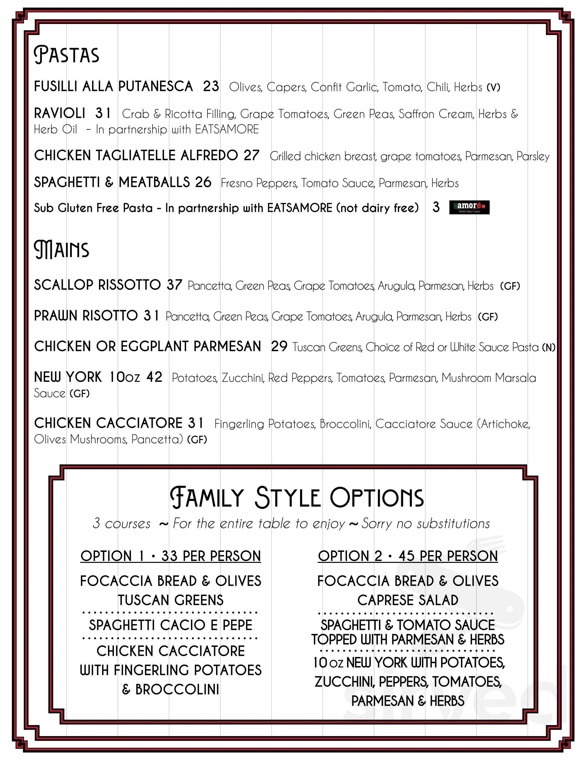 Capones Kitchen menu in Sun Peaks, British Columbia, Canada