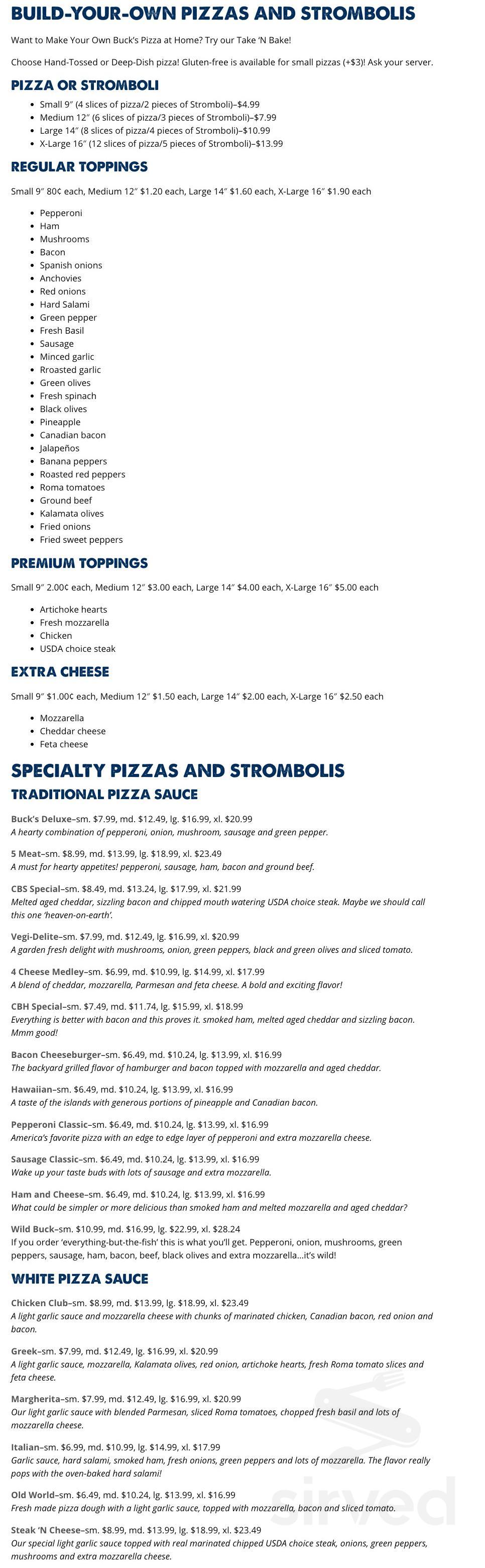 Gina's Pizzeria menu in Antigo, Wisconsin