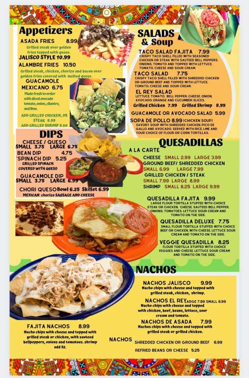 El Rey Azteca menu in Carthage, Tennessee, USA