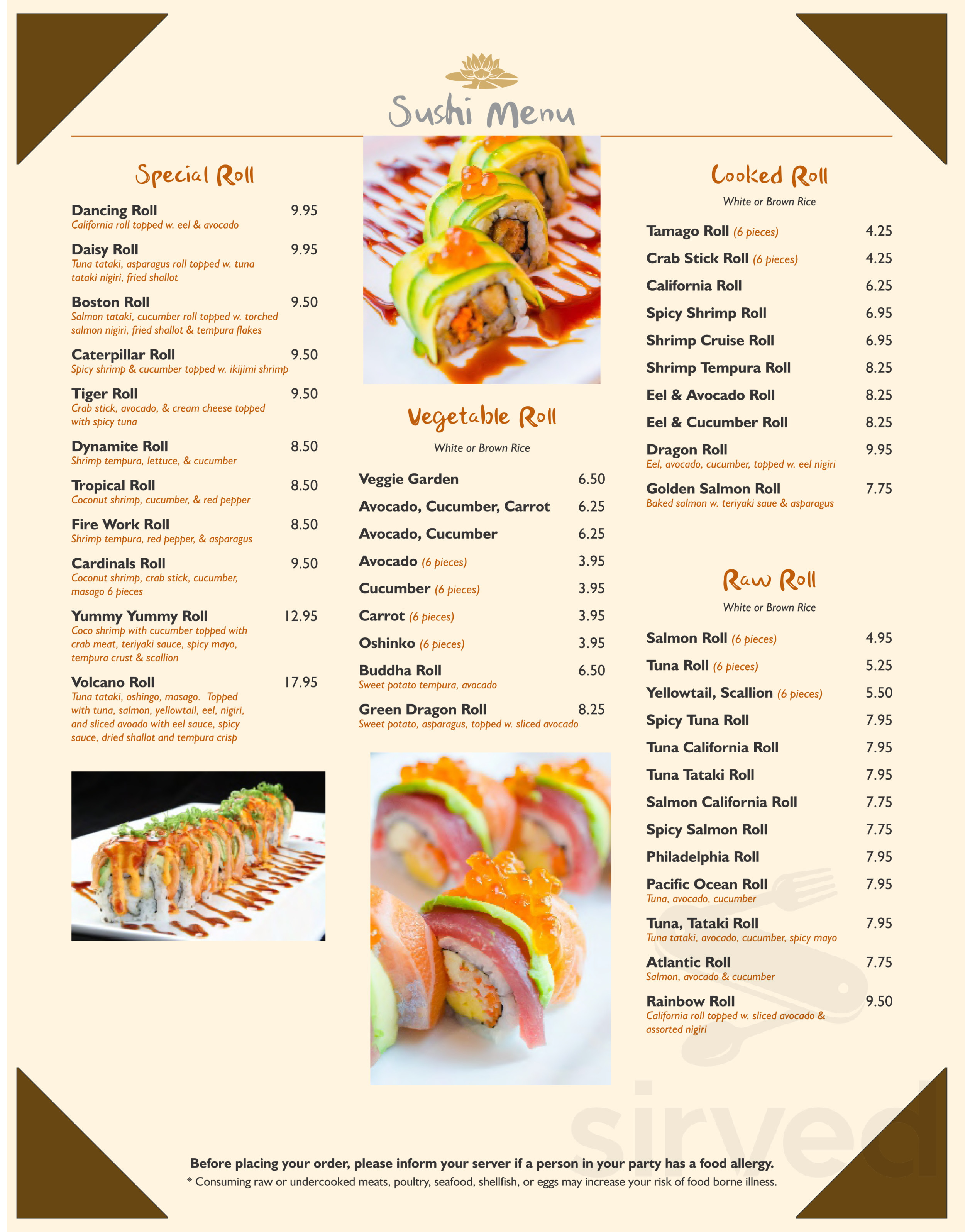 golden koi menu