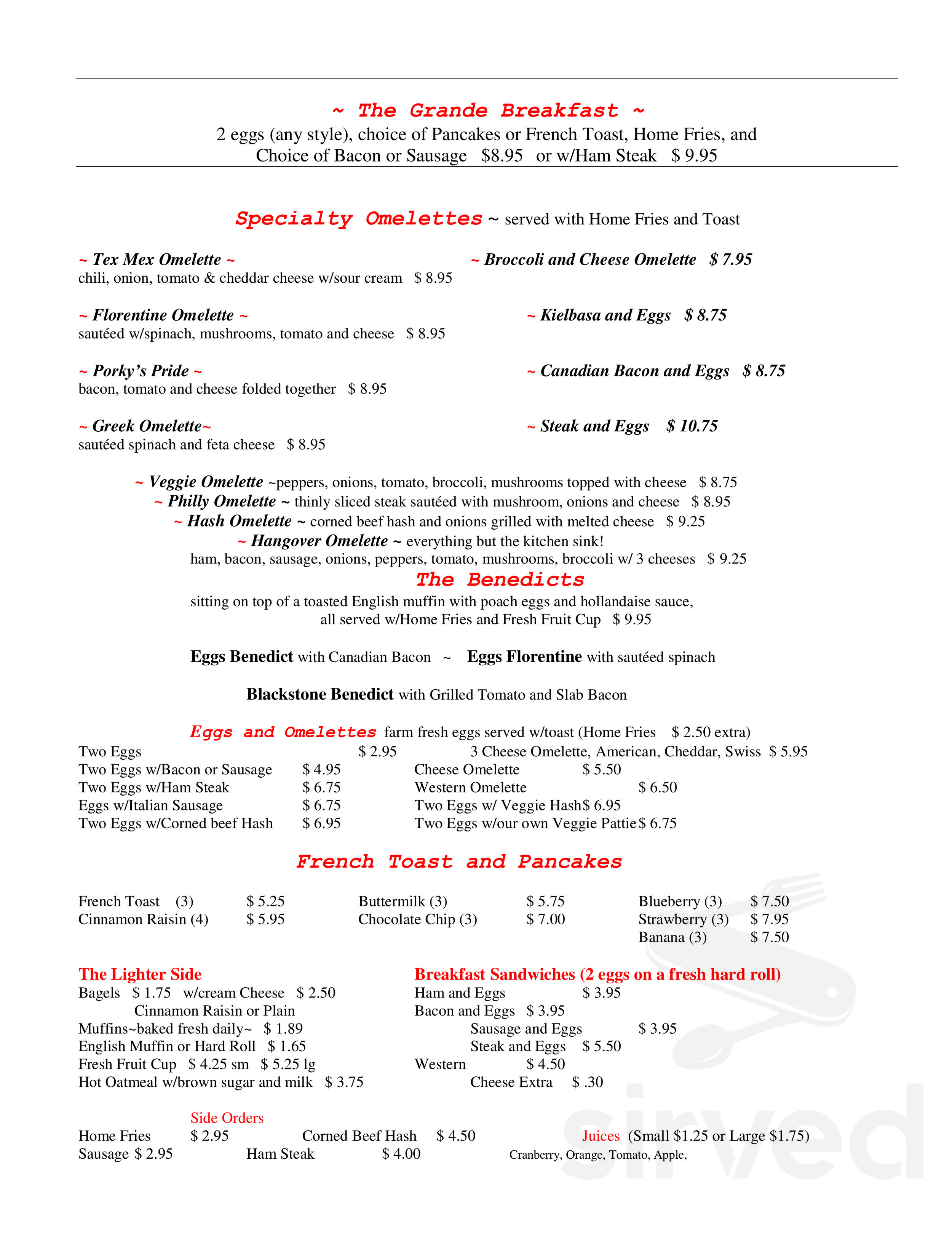 Paul's Restaurant menu in Cheshire, Connecticut, USA