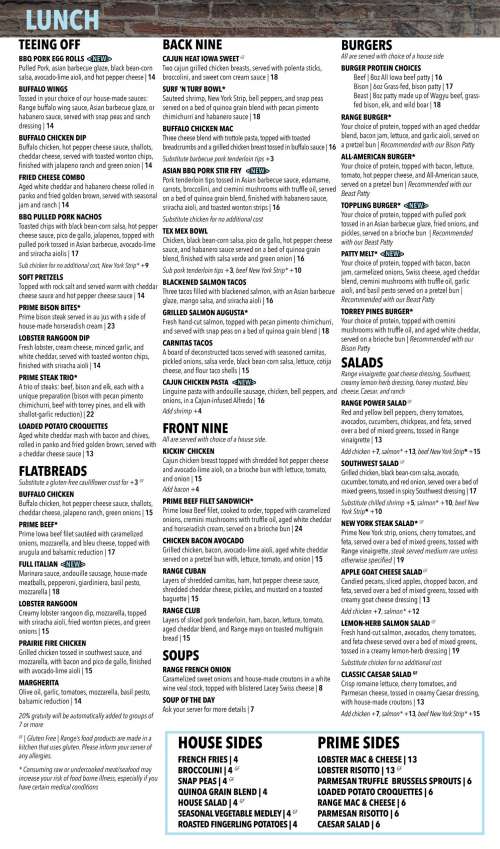 Range Restaurant + Cocktail Bar menu in Urbandale, Iowa, USA