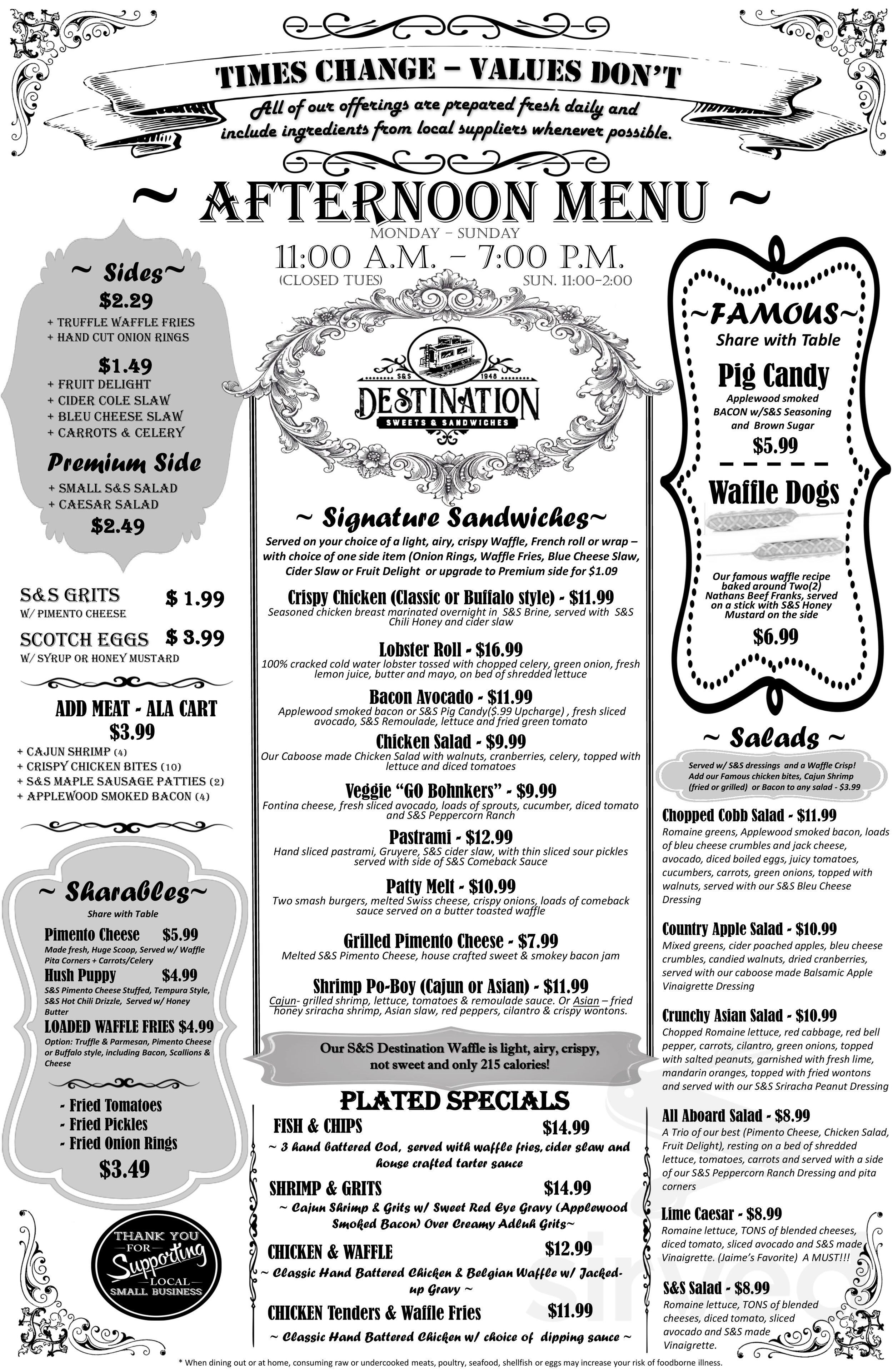 S&S Destination menus in Chapin, South Carolina, United States