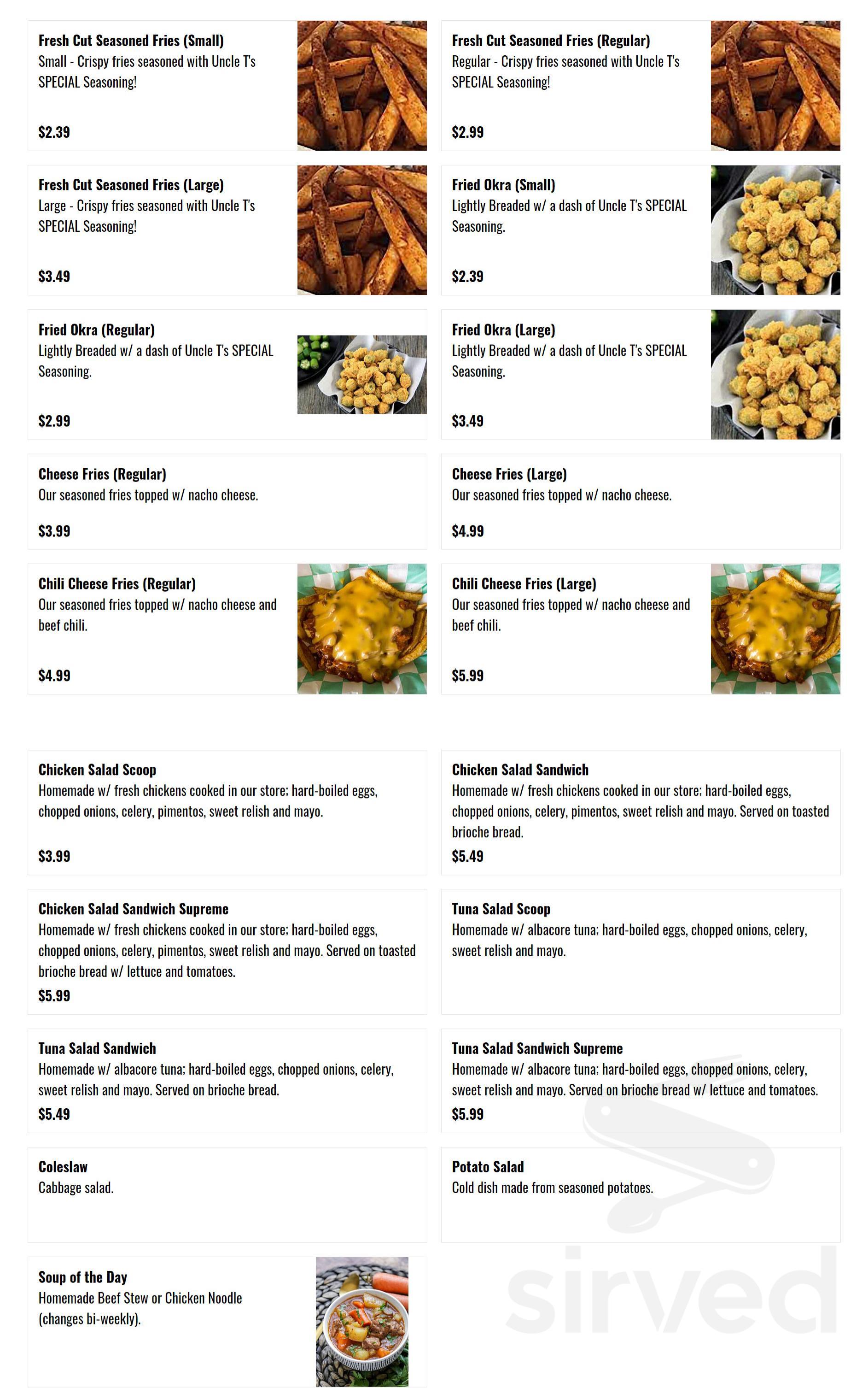 Menu for Uncle T's Food Mart in Little Rock, AK | Sirved