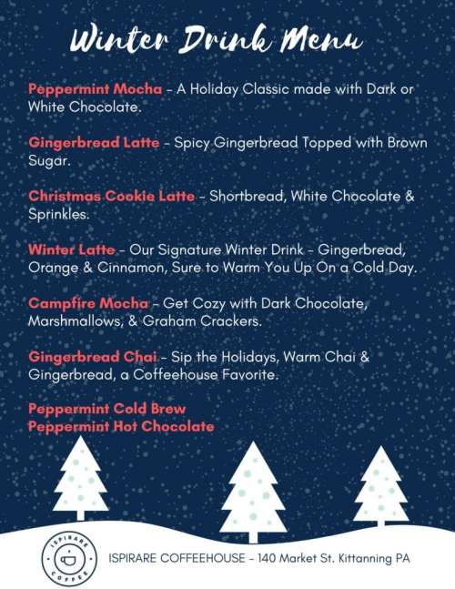 Ispirare Coffee menu in Kittanning, Pennsylvania, USA