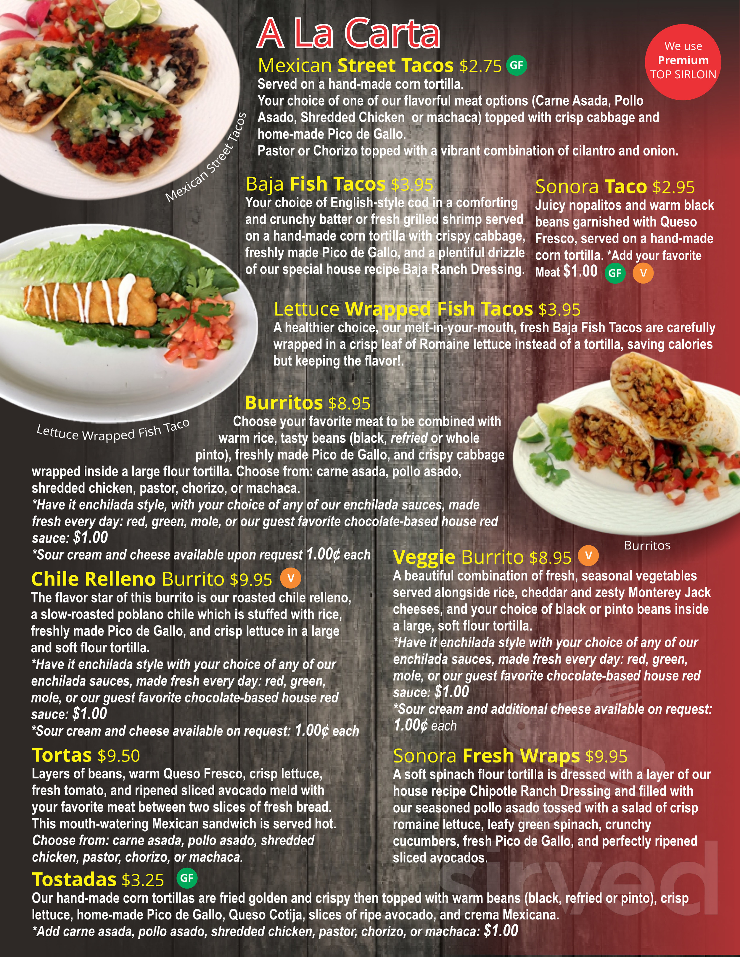 Sabrozon Fresh Mexican Restaurant & Catering menu in Lake Oswego, Oregon