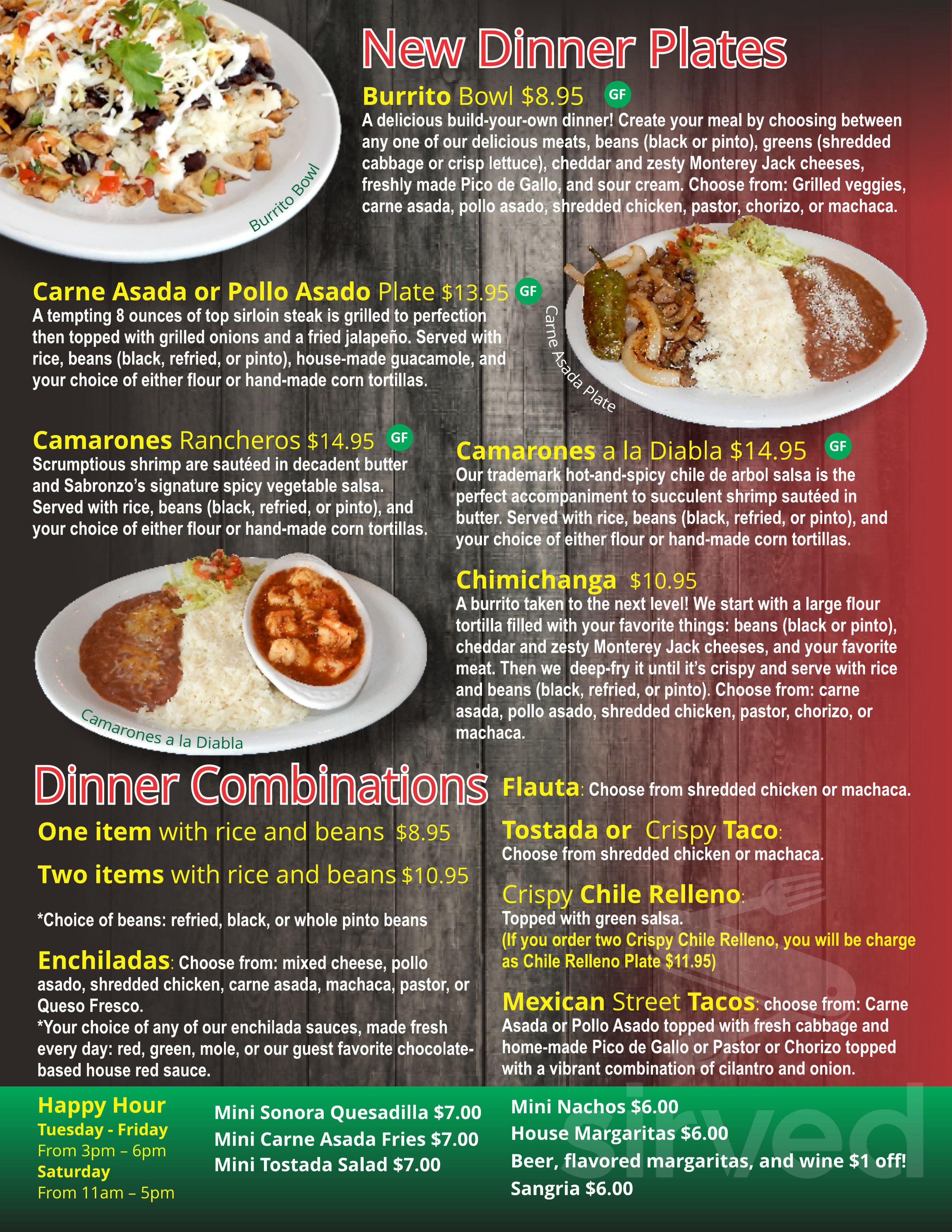 Sabrozon Fresh Mexican Restaurant & Catering menu in Lake Oswego, Oregon