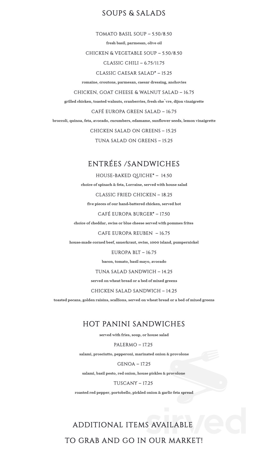 Cafe Europa Menu In Kansas City Missouri USA online-menu-of-europa-cafe-restaurant-amsterdam-new-york-12010-zmenu
