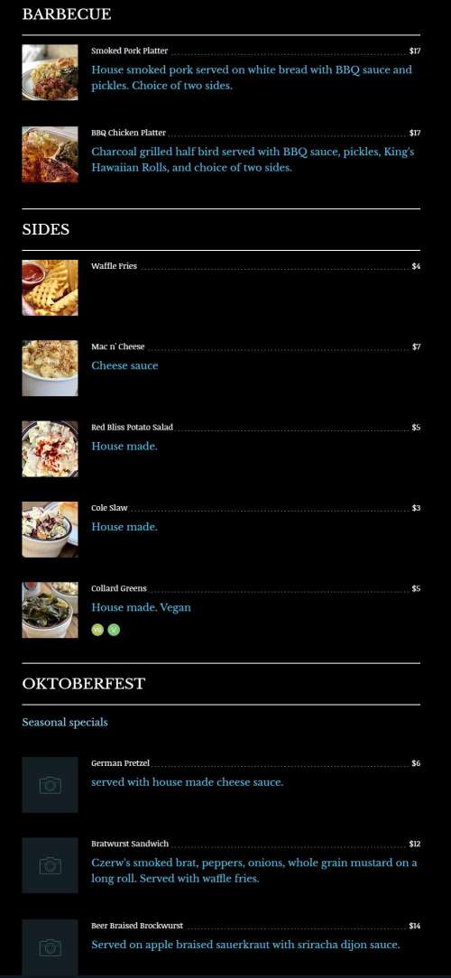 Tin Can Bar menu in Philadelphia, Pennsylvania, USA