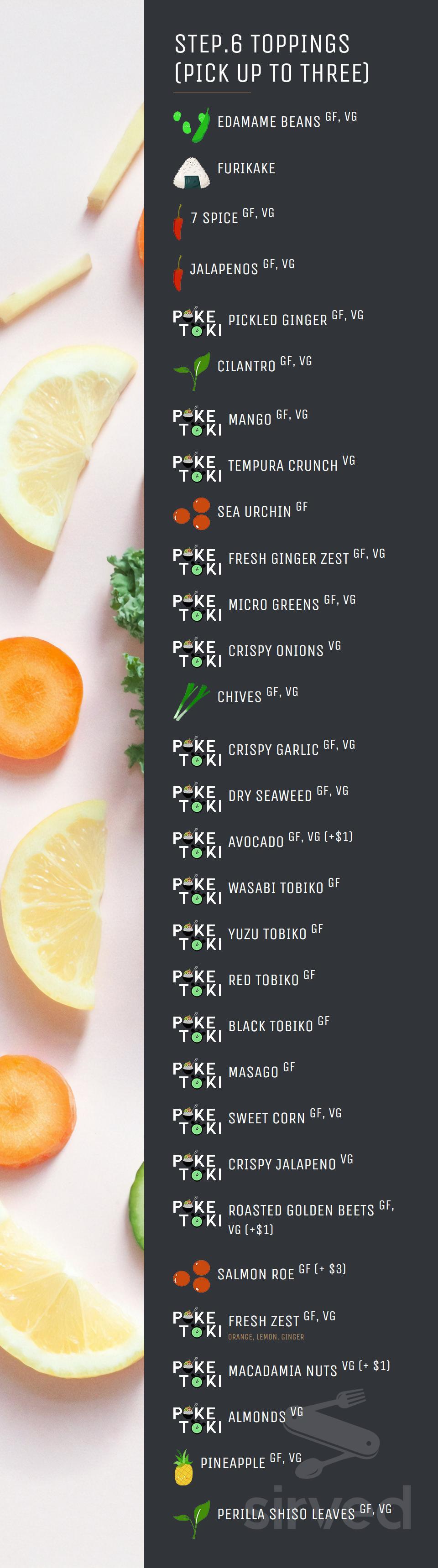 POKE TOKI menu in Grand Rapids, Michigan
