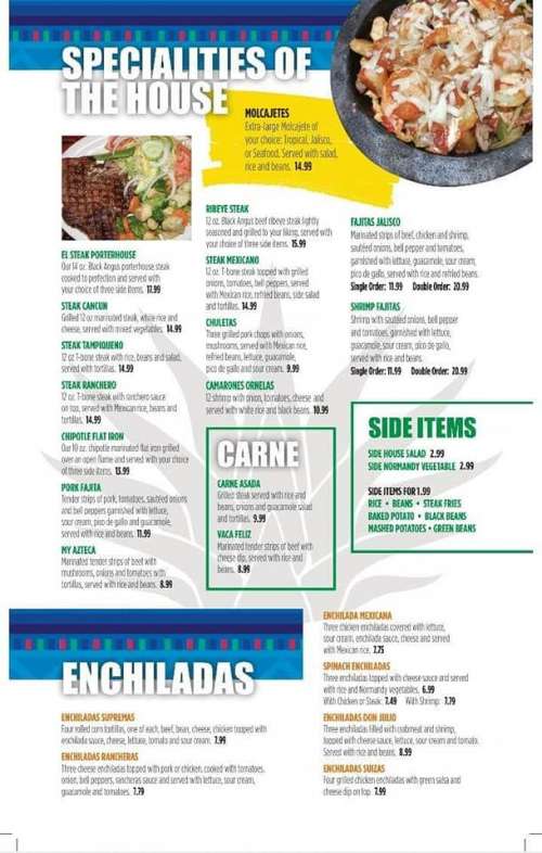 Don Julio Mexican Restaurant menu in Lebanon, Kentucky, USA