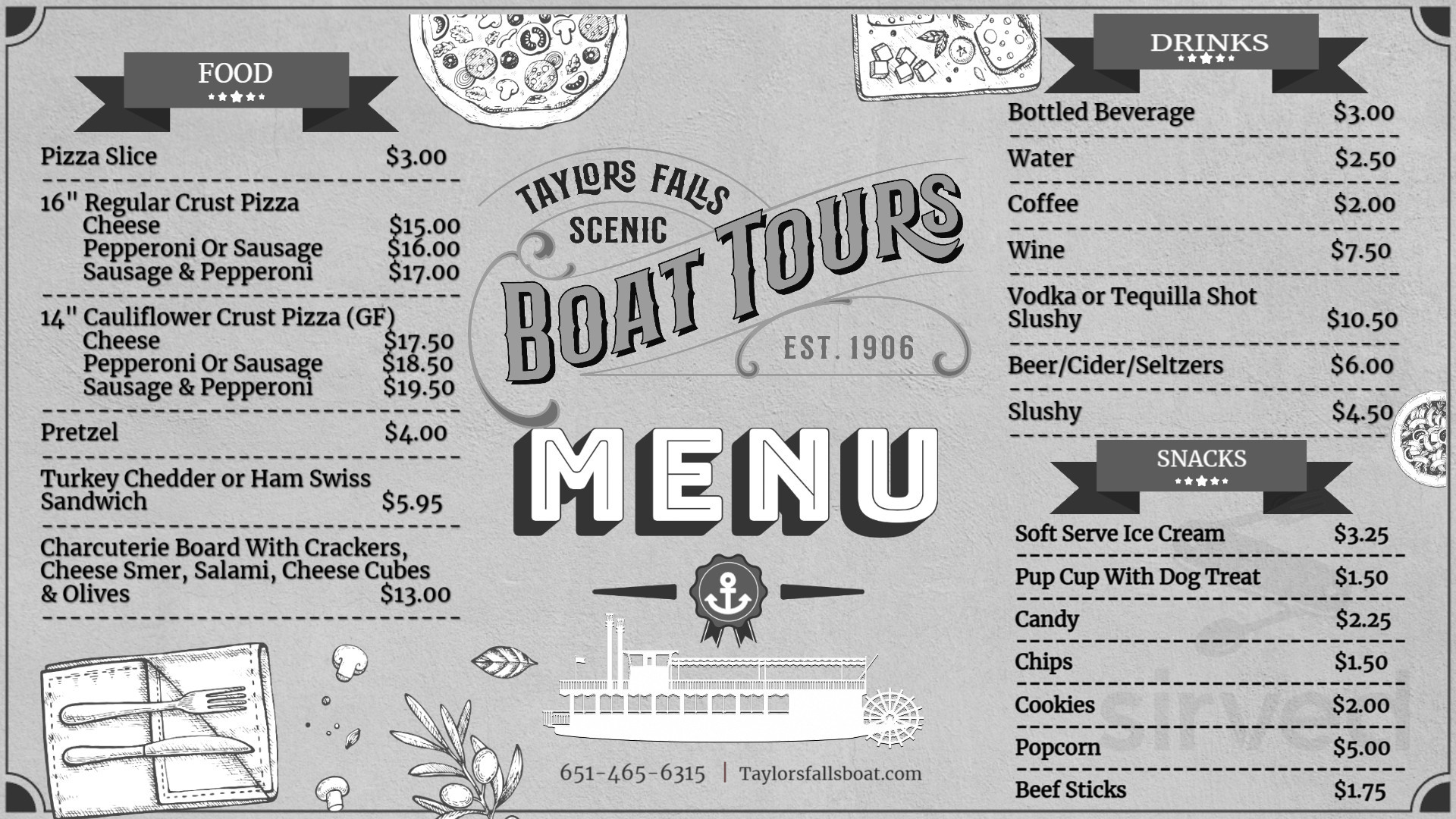 Menu - Taylors Falls MN's River Rock Patio | Sirved