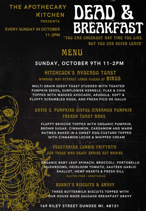 The Apothecary Kitchen menu in Dundee, Michigan, USA