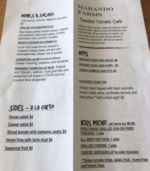Marando Farms & Ranch menu in Davie, Florida, USA