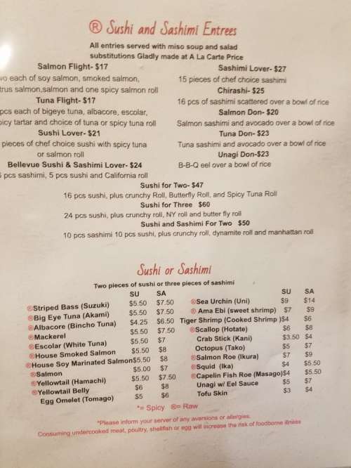 Umami Asian Cuisine menu in Bellevue, Nebraska, USA