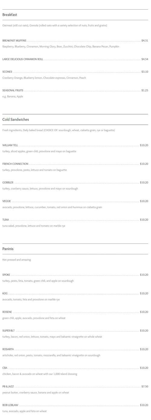 Ikes Coffee and Tea menu in Tucson, Arizona, USA