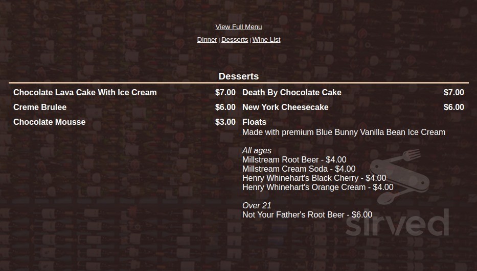 The Landing menu in Yankton, South Dakota, USA