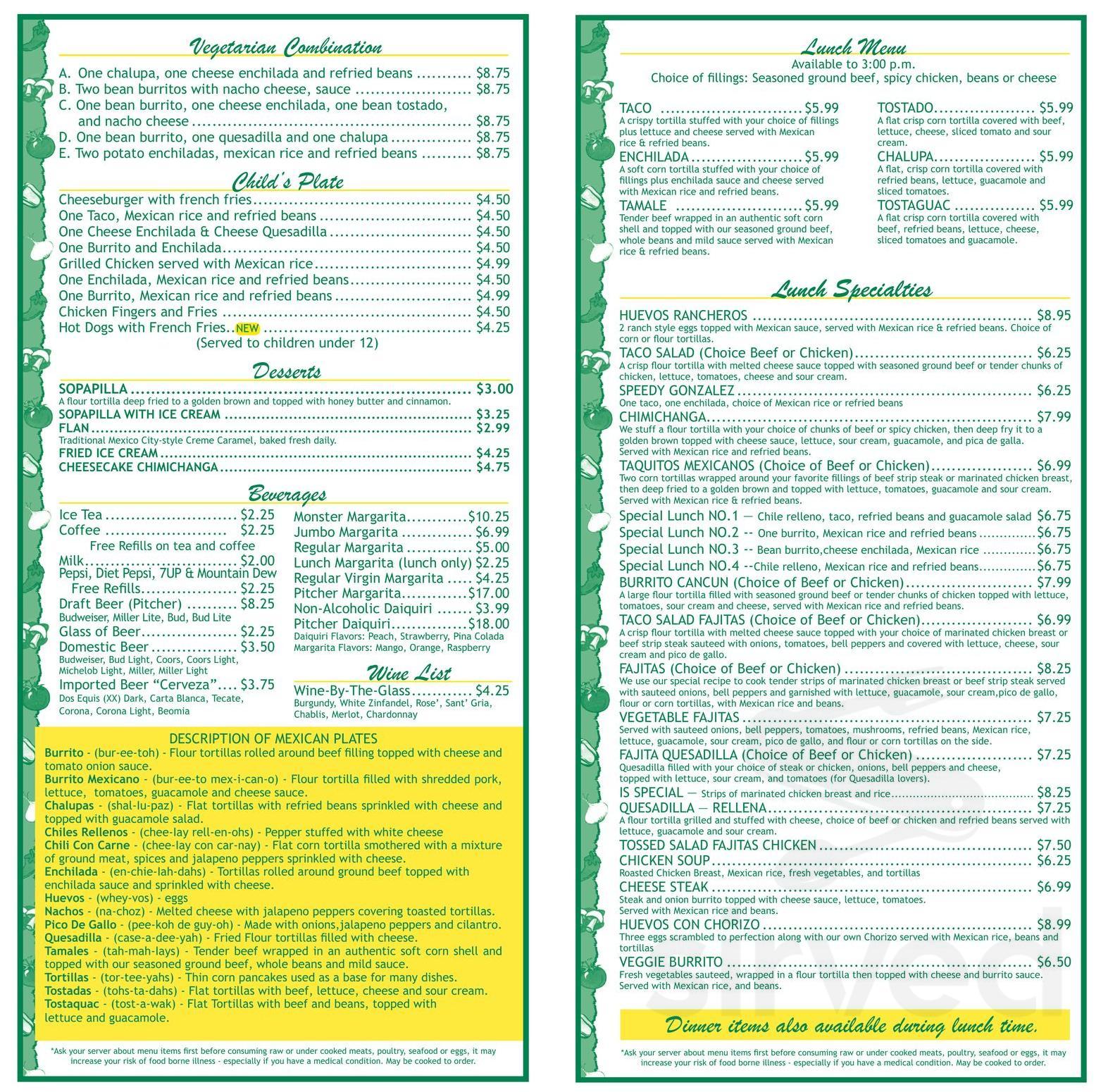 Cancun Mexican Grill menu in Okemos, Michigan, USA