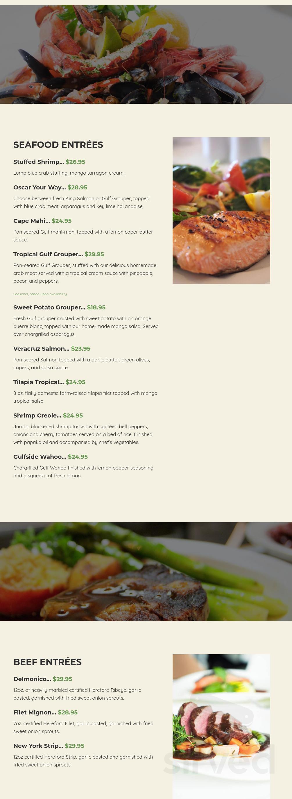 Mangos Restaurant & Tiki Bar menu in North Redington Beach, Florida, USA