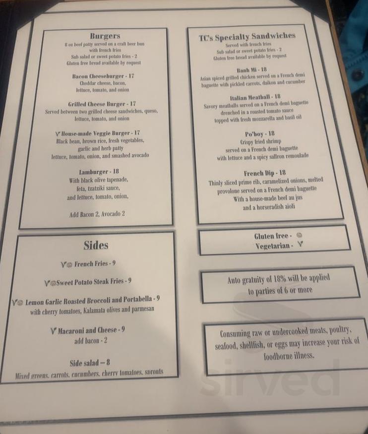 Tc's Tap House Menu In Truckee, California, Usa