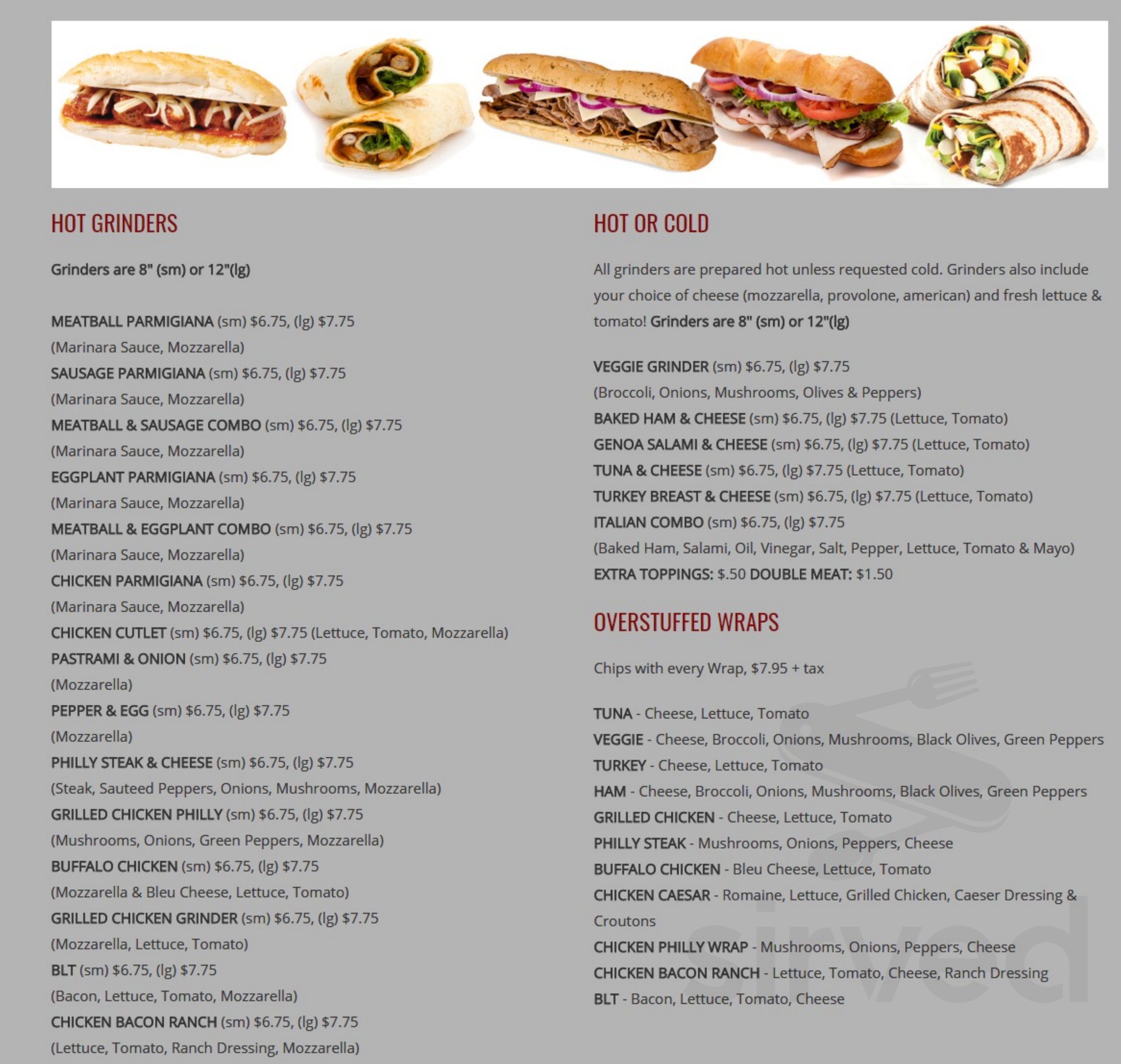 Hubbard Park Pizza menu in Meriden, Connecticut