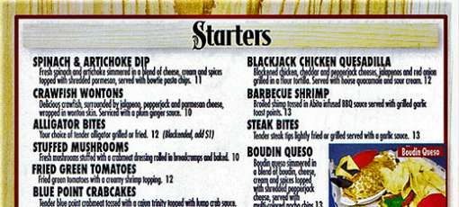 Boutin's Cajun Seafood Steakhouse & Oyster Bar Menu