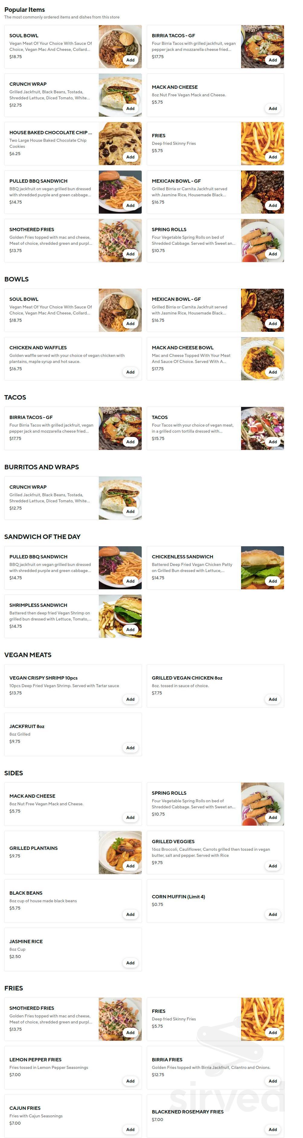 Jackfruit Cafe menus in Los Angeles, California, United States