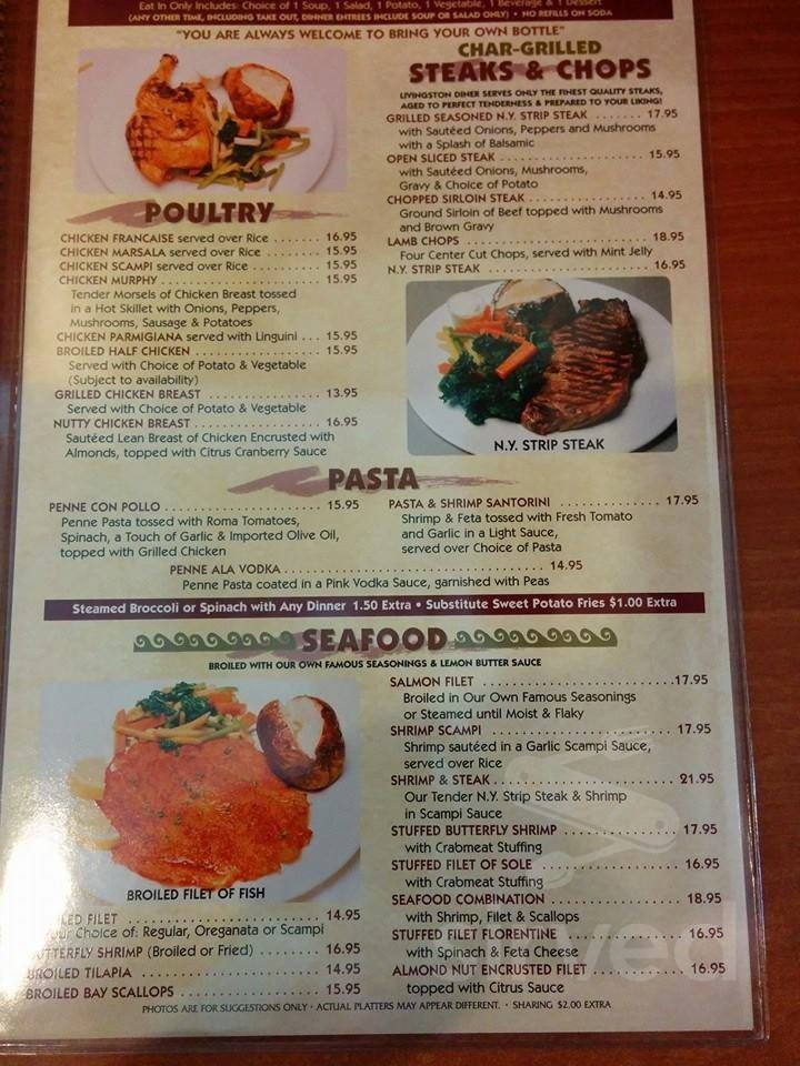 Livingston Diner menus in Livingston, New Jersey, United States